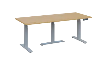 FLEXIMEET 180-80 výškově nastavitelný stůl, kovová podnož stříbrná, deska 25 mm, široký 1800 mm, javor horský